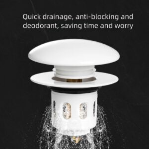 IEKK Universal 2 in 1 Pop Up Bathroom Sink Drain Hair Stopper with Anti-Clogging Filter Basket Bathtub Drain Hair Catcher and 2PCS Ceramic Push-on Stopper for 1.33"-1.57"(34-40mm) Basin Drain Hole