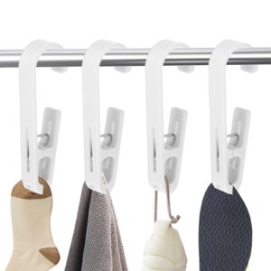 geehua laundry hooks with clips, portable towel hanging clip clothes pins bra clips closet orangizing clips hat clip durable curtain boot hangers clip for travel pants socks handbags(white)