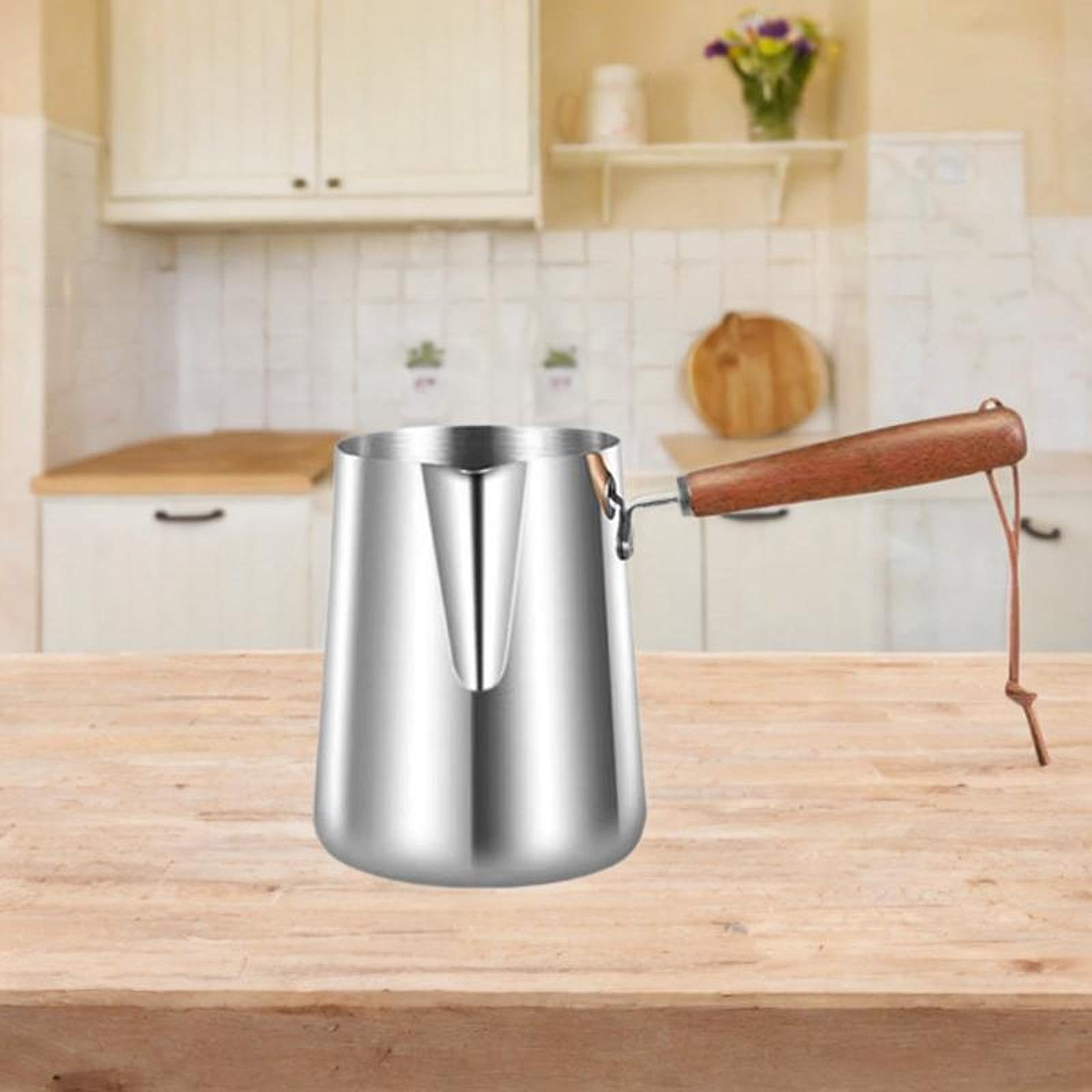 IEUDNS Turkish Warmer Coffee Pot Butter Melting Pot Tea Kettle with Scale Multipurpose Milk Warmer Pot Stainless Steel for Household, 1000ml