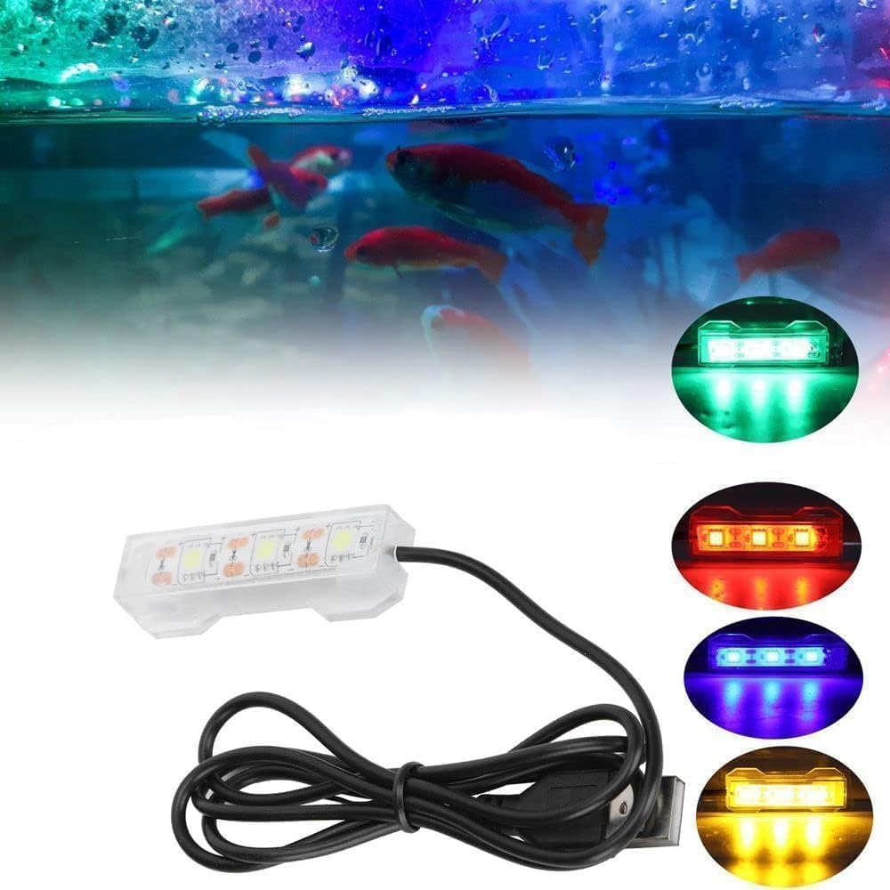 Xinjincang Blue Light Small Aquarium Led Light, Multicolor Led Fish Tank Light for Freshwater Plants Aquarium Accessories，Fish and Aquatic Pets, Pet Supplies, White