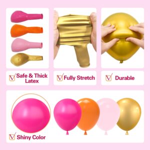 137Pcs Pink and Orange Balloons Garland Arch Kit with Stars - 5 10 12 18 inch Hot Pink Light Pink Orange Gold Latex Balloons for Birthday Baby Shower Graduation Tropical Party Decorations