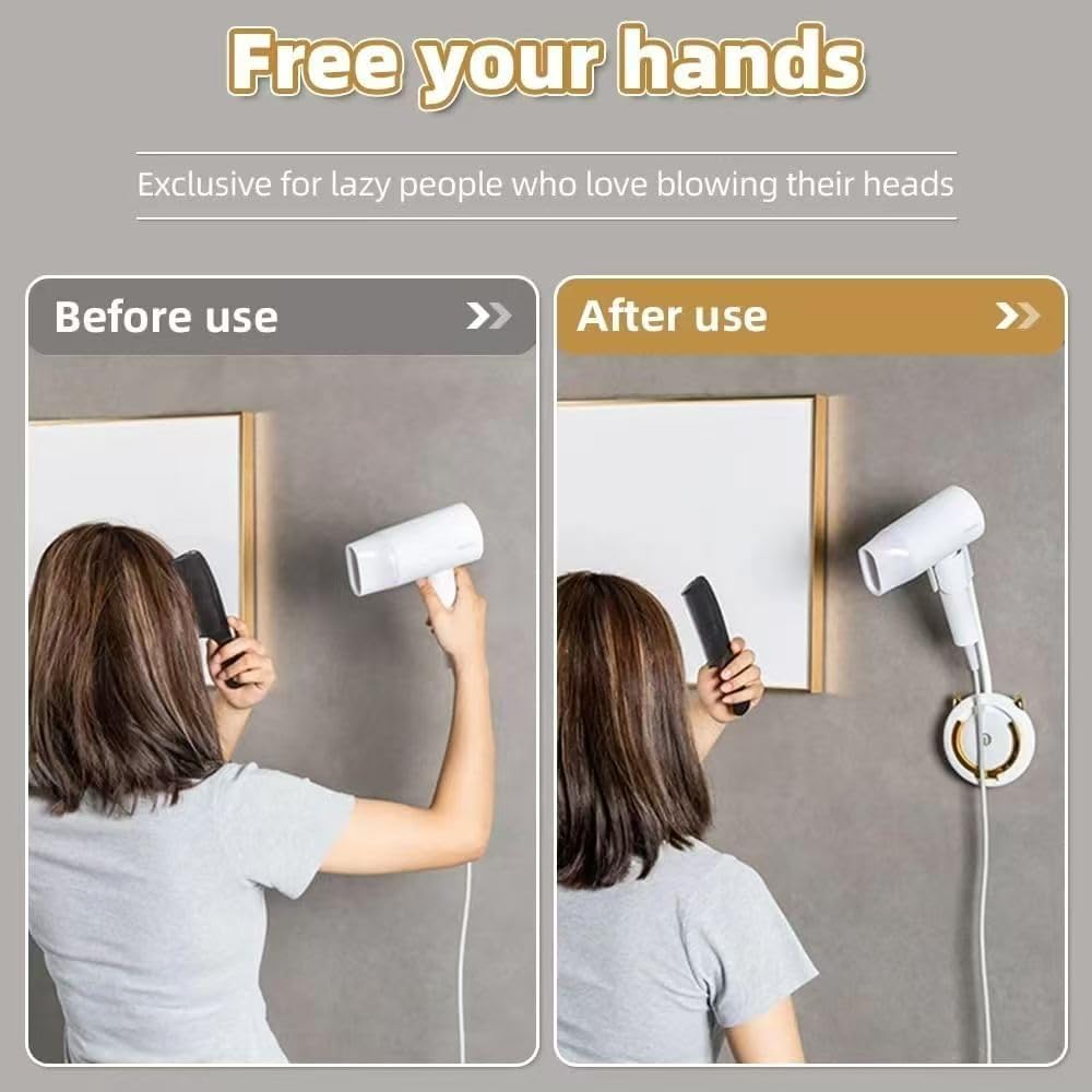 KWYUAIE Hands Free Hair Dryer Holder Wall Mounted, Blow Dryer Holder, Hair Dryer Holder Wall Mounted, Hair Dryer Wall Mount, Hair Tool Organizer, Adhesive Installation Hair Dryer Holder