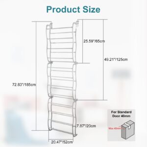 Zorpupoa Over the Door Shoe Rack, 12 Layers 36 Pair Shoes Wall Hanging Shelf Storage Shoe Organizer, Fold-up Non-slip Bars, White