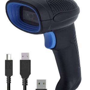 Xyllayeo Wireless Bluetooth Barcode Scanner: 3-in-1 Hand Scanners - Rechargeable 1D and 2D Scanning Gun Portable for Inventory Management - Handheld Cordless USB 1D QR Code Reader for POS System