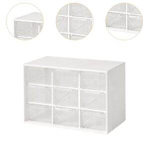 Vaveren Mini Drawer Organizer for Desk Desktop Storage Box Large Capacity Beads Organizer for Home Room Jewelry Oragnizer DIY Crafts, 9 Drawers White