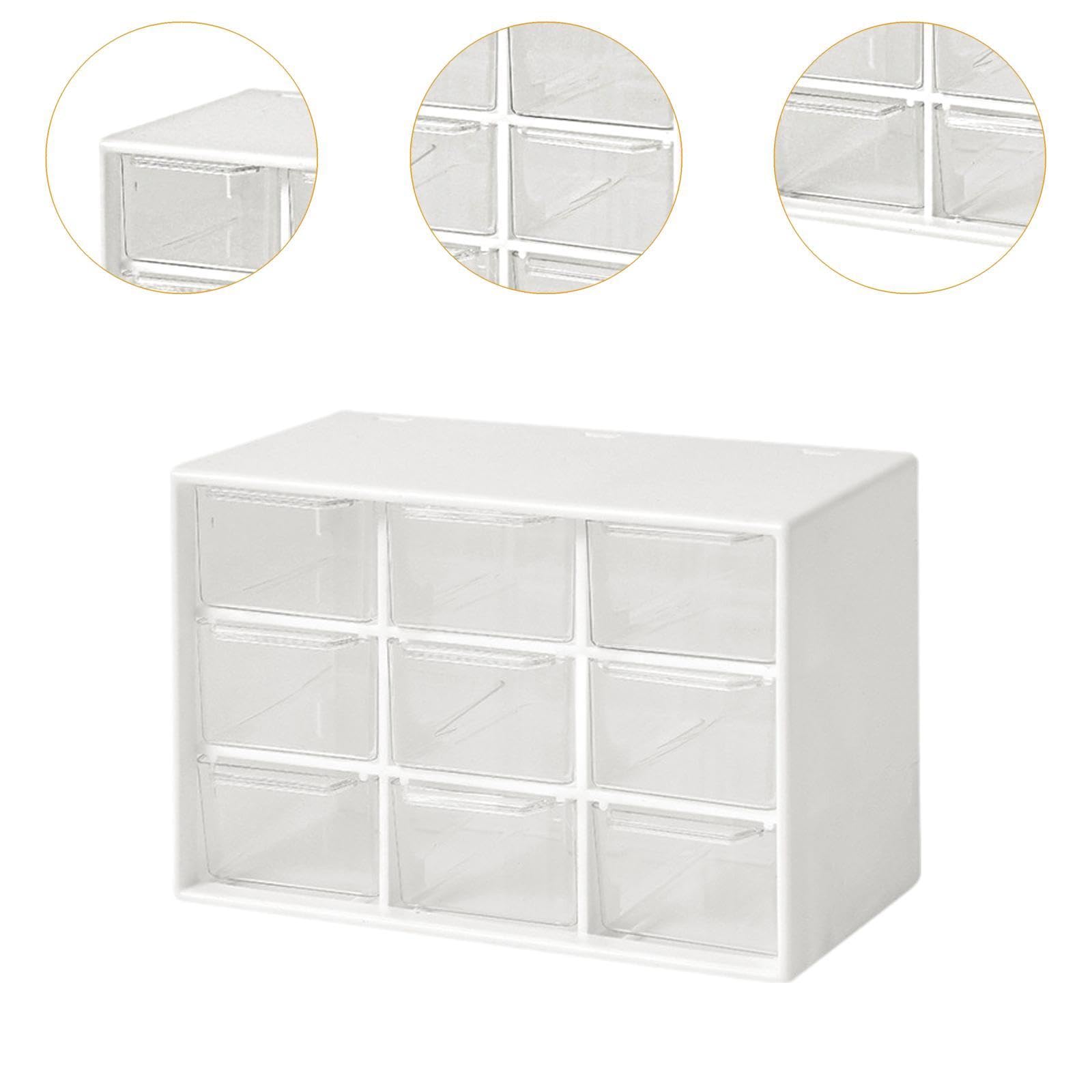 Vaveren Mini Drawer Organizer for Desk Desktop Storage Box Large Capacity Beads Organizer for Home Room Jewelry Oragnizer DIY Crafts, 9 Drawers White