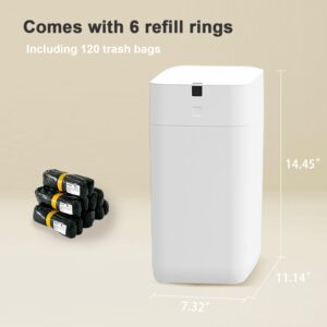 Airdeer Automatic Trash Can, 3 Gallon Self Sealing and Self-Changing Smart Trash Can, Motion Sensor, Touchless Garbage can with lid for Kitchen Bathroom Bedroom Office, 6 Refill Rings(C3, White)