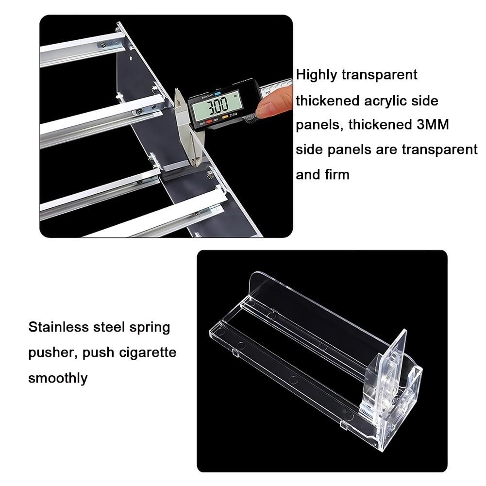 Cigarette Display Rack Shelf, Acrylic Rectangular Countertop/Wall Mounted Cigarette Display Box, Auto Cigarette Pusher Pushers, Easy to Install, for Stores Sale Counter(Size:45x29x28cm/18x11x11in)