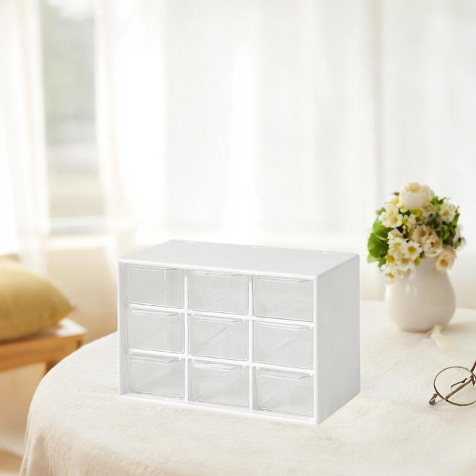 Vaveren Mini Drawer Organizer for Desk Desktop Storage Box Large Capacity Beads Organizer for Home Room Jewelry Oragnizer DIY Crafts, 9 Drawers White