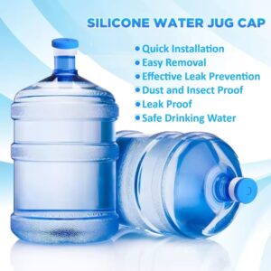 Unique Lot 4pcs 3 & 5 Gallon Water Jug Cap, Reusable 5 Gallon Water Jug Cover for Standard/Screw Tops, Silicone Leak Proof Lids for 55mm Bottles, Water Jug Lid {Blue}