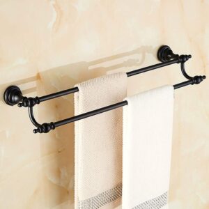 TiStm Towel Racks Oil Rubbed Bronze Bathroom Towel Holder Double Towel Bar Towel Rack Black Brass Towel Rail Bathroom Accessories Yearn for