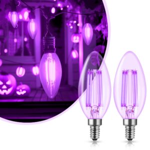 doresshop led candle purple light bulb - 4w (40watt equivalent) - e12 base purple led purple bulb, party decoration, porch, home lighting, holiday lighting, chandelier light bulbs, candelabra bulbs