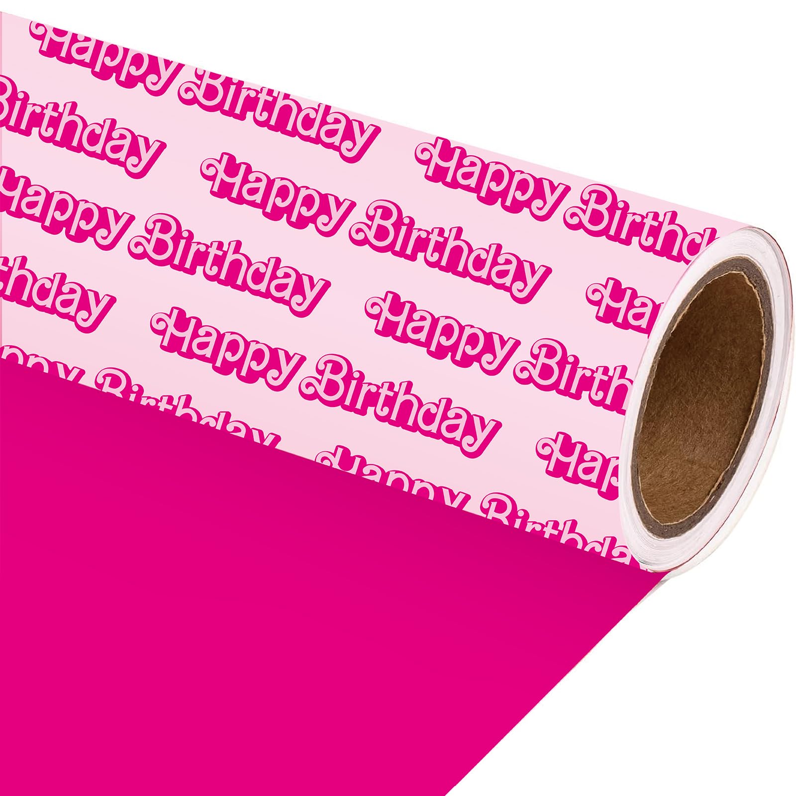 JarThenaAMCS Happy Birthday Wrapping Paper Mini Roll 17in x 32.8Ft Y2K Pink Gift Wrap Paper for Birthday Party Wrapping Supplies