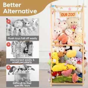 Extra Large Stuffed Animal Storage Wooden Stuff Animal Organizer 63" Stuffed Animal Holder Stuffed Animal Zoo Kids Plush Toys Cage Stuffed Animal Display for Playroom Bedroom Nursery Room Decor Corner