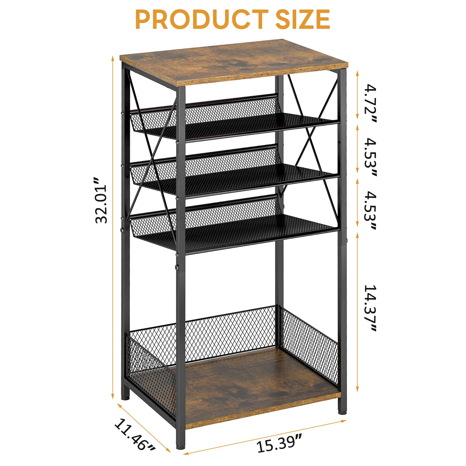 ThreeHio 5 Tier Bathroom Storage Shelf, Bathroom Standing Shelf with fences, Freestanding Shelving Units and Storage Hair Tool Organizer Stand Table Floor Open Shelf for Living Room, Bedroom, Bathroom