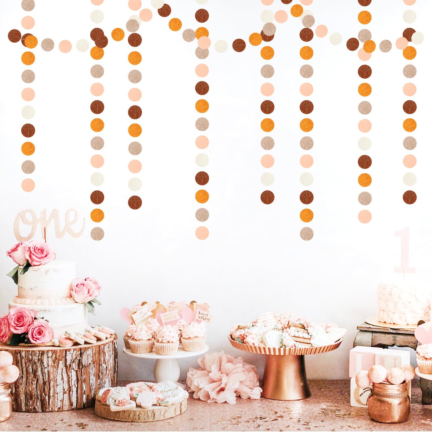 Orange Brown Rose-Gold Party-Decorations Streamers-Garland - 52ft Boho Fall Groovy Birthday Hanging Paper Banner,Autumn Burnt Baby Bridal Showe Neutral Wedding Sunset Bachelorette Decor Hugfond