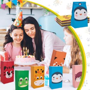 VGOODALL 54PCS Party Favor Bags, Animal Goodie Bags Paper Gift Bags with Stickers Treat Bags Return Gift Bags for Kids Birthday Party Supplies 4.7" x 3.1" x 8.7"