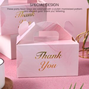 VGOODALL 16PCS Party Favor Boxes, Mini Pink Gable Boxes Marbleized Gift Boxes Thank You Gift Boxes Treat Boxes for Birthday Wedding Party Bridal Shower, 6×3.5×3.4 Inch