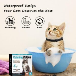 4Pcs Relaxants Cat Calming Collar for Anxiety Relief & Overgrooming - Effective Pheromone Cat Collar for Anti-Aggression & Indoor Cats - Therapet Calm Collar for Comfort Zone Relaxation (Black)