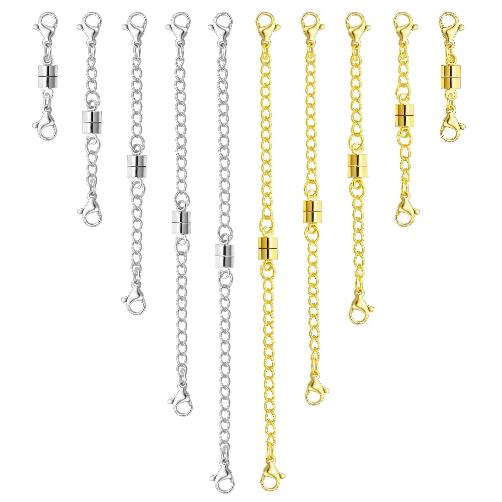 MKCYD Necklace Extender with Magnetic Clasps Chain Extenders for Necklaces,Gold and Silver Magnetic Necklace Clasps and Closures with Necklace Extenders Bracelet Extender Necklace Extension