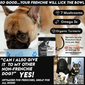 French Bulldog Optimized Mushroom Supplement for Dogs w/Turkey Tail Mushroom, Omega-3, Organic Turmeric – Mushroom Powder Super Food Topper for Dog Immune Support, Digestion, Allergies & Longevity