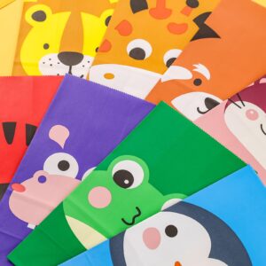 VGOODALL 36PCS Party Favor Bags, Animal Goodie Bags Paper Gift Bags with Stickers Treat Bags Return Gift Bags for Kids Birthday Party Supplies 4.7" x 3.1" x 8.7"