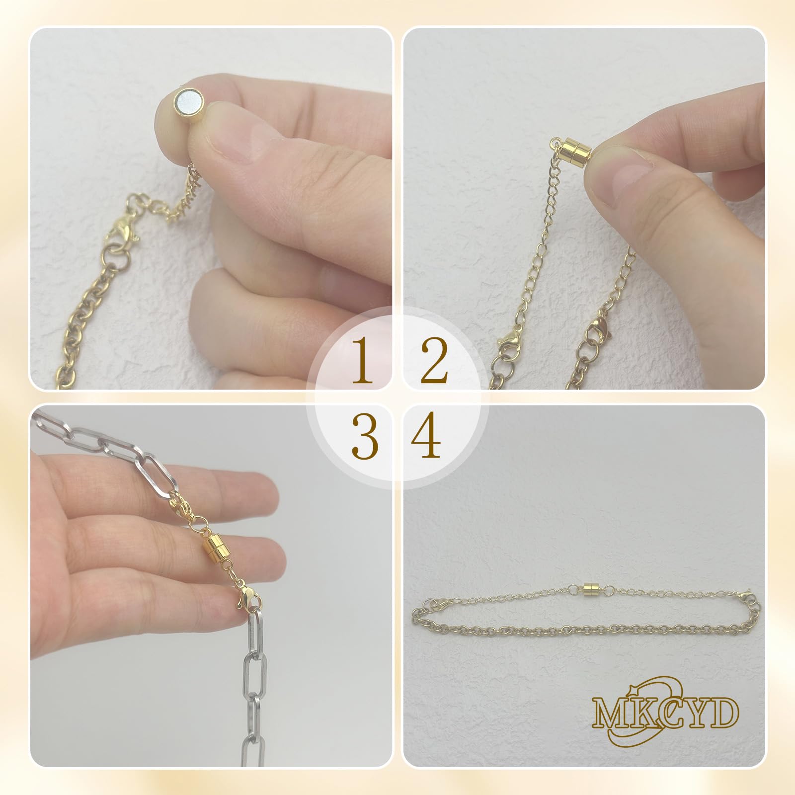 MKCYD Necklace Extender with Magnetic Clasps Chain Extenders for Necklaces,Gold and Silver Magnetic Necklace Clasps and Closures with Necklace Extenders Bracelet Extender Necklace Extension