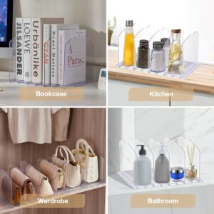 BESHOOME 7 PCS Acrylic Shelft Dividers for Closet Organization,Adjustable Clear Purse Organizer for Closet,Handbag Shelf Dividers, Clear Bookshelf Separator Dividers in Bedroom,Office