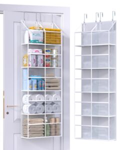 alltidyup clear over the door organizer 5 shelf, door hanging organizer with 10 large capacity pockets, behind the door storage for pantry dorm room bedroom closet nursery and sundries, white