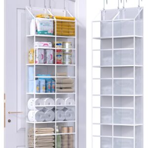 ALLTIDYUP Clear Over The Door Organizer 5 Shelf, Door Hanging Organizer with 10 Large Capacity Pockets, Behind The Door Storage for Pantry Dorm Room Bedroom Closet Nursery and Sundries, White