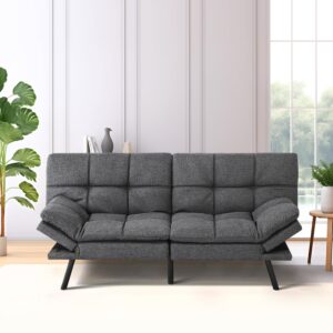 MUUEGM 71" Sofa Bed with Memory Foam,Futon Sofa Bed with Adjust Backrest and Armrest, Couches for Living Room,Studios, Apartments, Dormitories, Offices and Game Rooms. Grey Sofa