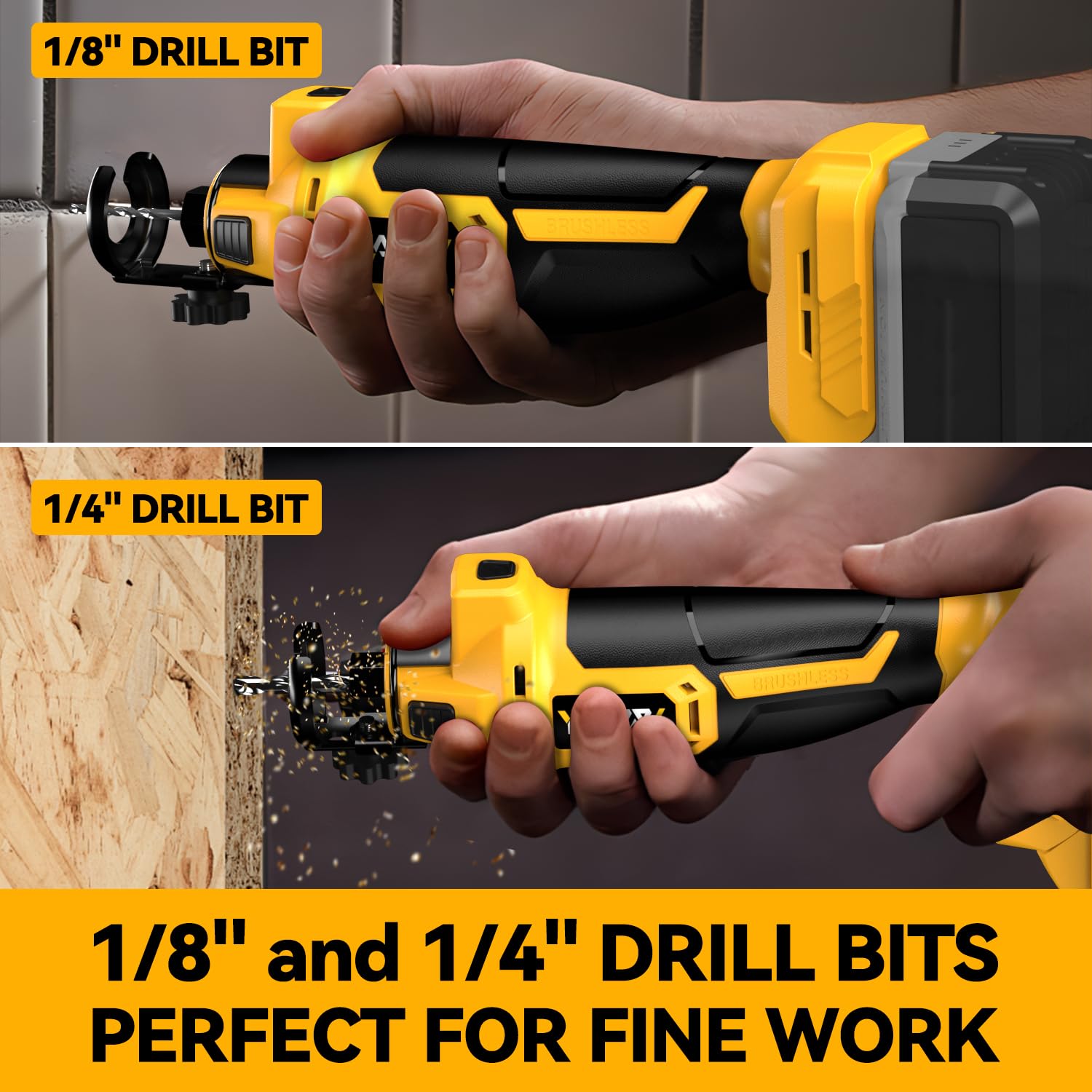 Cordless Drywall Cut-Out Tool for Dewalt 20V Battery, 3 Speed Adjustable Brushless Rotary Saw with Up to 30000 RPM, Compact Spiral Saw Kit for Cutting Wood Drywall,Sheetrock,Wood, (Bare Tool Only)