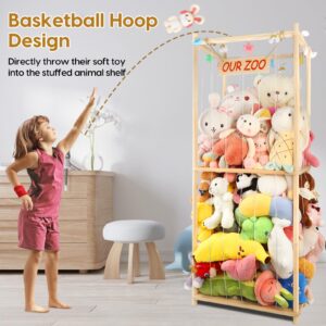 Extra Large Stuffed Animal Storage Wooden Stuff Animal Organizer 63" Stuffed Animal Holder Stuffed Animal Zoo Kids Plush Toys Cage Stuffed Animal Display for Playroom Bedroom Nursery Room Decor Corner