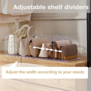 BESHOOME 7 PCS Acrylic Shelft Dividers for Closet Organization,Adjustable Clear Purse Organizer for Closet,Handbag Shelf Dividers, Clear Bookshelf Separator Dividers in Bedroom,Office