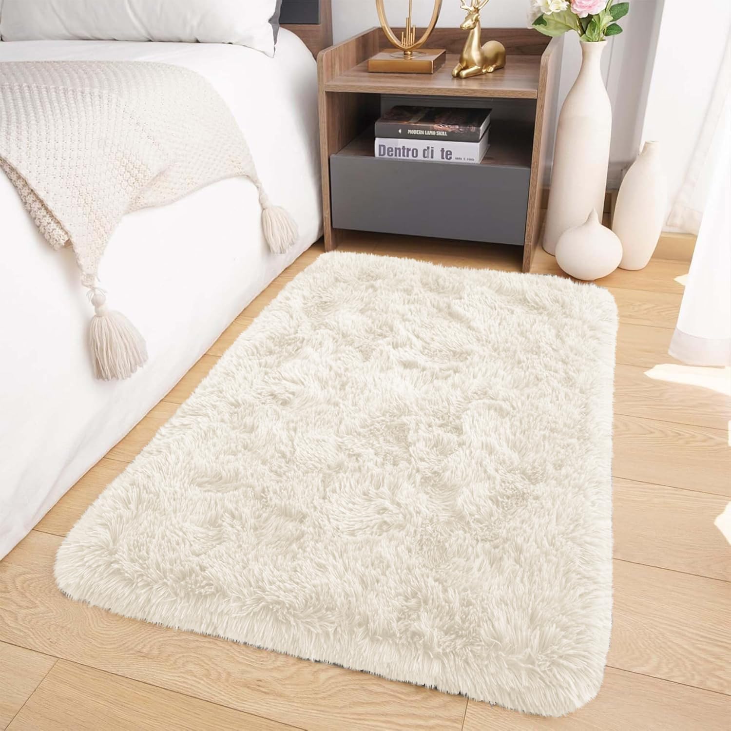 IR Imperial Rooms 3x5 Feet White Luxury Area Rugs for Living Room Soft Fluffy Shaggy Carpet Indoor Floor Rug for Boys Girls Kids Non - Slip Modern Aesthetic Home Decor Shaggy Rug