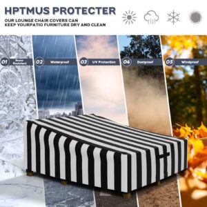 Hptmus Outdoor Double Wide Chaise Lounge Covers - Patio Chaise Lounge Covers Heavy Duty Waterproof Outdoor Patio Furniture Covers Lounge Chair Covers, 82"L x 57"W x 32"H(Black&White Stripe)