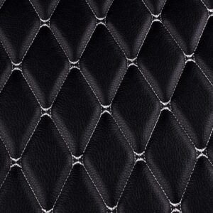 2Pcs Quilted Foam Fabric Faux Leather Thick Sponge Backing Faux Leather Diamond Fluted Car Seating Vehicle Upholstery for Car Headliner, Furniture Upholstery, Headboards, 155x100CM