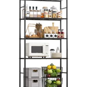 Sakugi Storage Shelves - 5 Tier Shelf Organizer, Heavy Duty Garage Shelving Unit with Leveling Feet, Stable Metal Shelves Organizer for Pantry, Kitchen and Closet, 33.1" W X 12.6" D X 72.0" H, Black