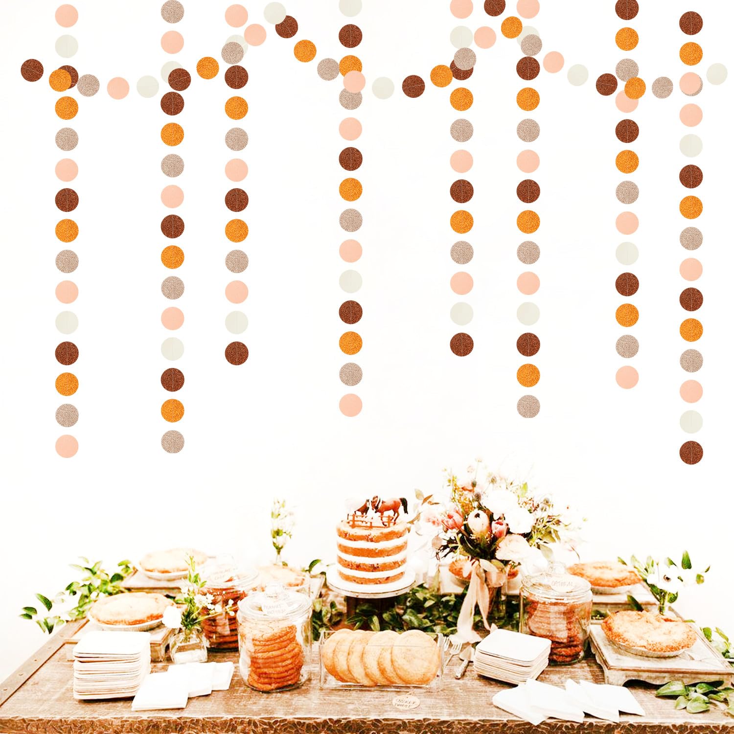 Orange Brown Rose-Gold Party-Decorations Streamers-Garland - 52ft Boho Fall Groovy Birthday Hanging Paper Banner,Autumn Burnt Baby Bridal Showe Neutral Wedding Sunset Bachelorette Decor Hugfond