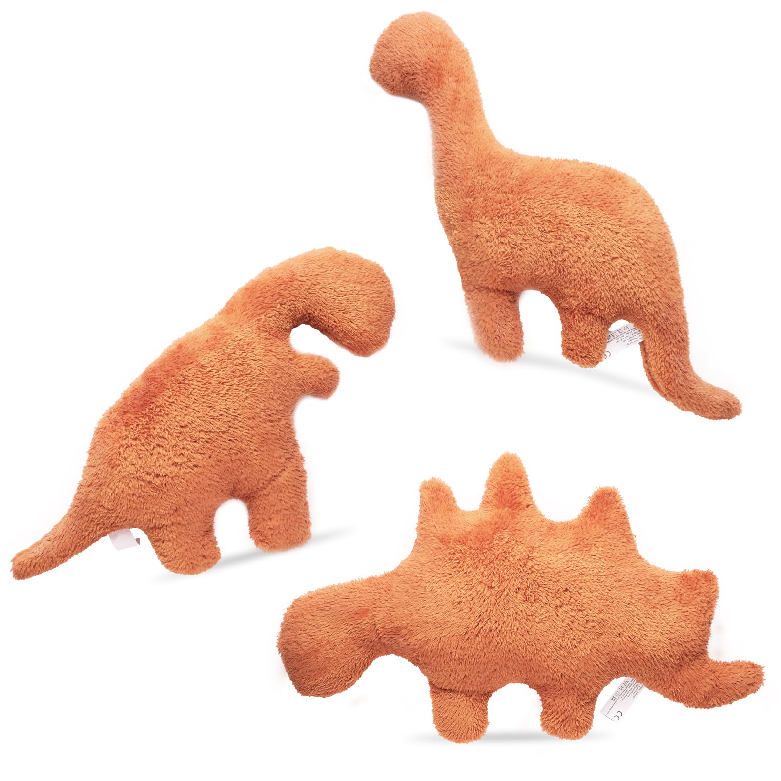 Fomoom Dino Nugget Pillow Plush, 18 inches Dinosaur Chicken Nugget Pillow Stuffed Plush Toy, Funny Dinosaur Theme Party Room Decor Birthday Gift for Boys Girls(3 Pcs)