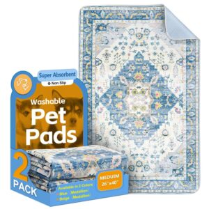 washable pee pads for dogs, 2 pack reusable puppy training pads 40"x26" super absorbent waterproof dog training pads, non-slip potty pads, whelping pads litter mat