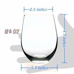 AtMU Basic Stemless Wine Glasses Set of 12, 18 fl. oz Dishwasher Safe, All Purpose Wine Glasses for Cocktails, Coffee and Spritzers, Exellent for Family, Party and Business