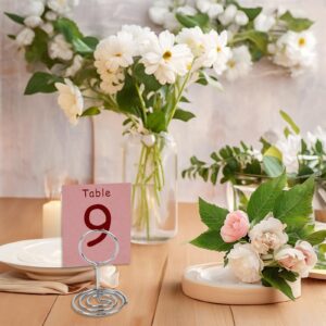 Beiskll Table Number Holders Mini+Tall, Place Card Holders, Photo Holders, Wire Picture Holders, for Wedding Anniversary Birthday Party (20PCS Silver)