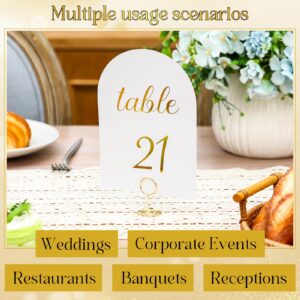 CroBlissful Gold Table Numbers 1-30 with Head Table Number Card and Holders, 5 x 7 Inch Arched Place Seating Sign Double Sided Table Numbers for Wedding Reception Anniversary Birthday Party Restaurant