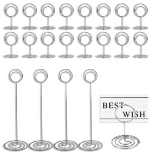 beiskll table number holders mini+tall, place card holders, photo holders, wire picture holders, for wedding anniversary birthday party (20pcs silver)