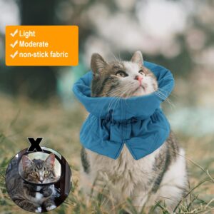 Cat Recovery Collar, Adjustable Soft Cat Neck Protector Breathable Cat Cone Collar Lightweight Waterproof Kitten Cone Alternative for Puppies, Stop Licking (M, Blue)