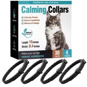 4pcs relaxants cat calming collar for anxiety relief & overgrooming - effective pheromone cat collar for anti-aggression & indoor cats - therapet calm collar for comfort zone relaxation (black)