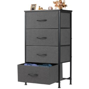 sweetcrispy dresser for bedroom, storage drawers, skinny fabric storage tower with 4 drawers, tower organizer unit, chest of drawers with wooden top for closet, nursery, laundry, entryway