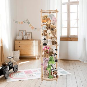 Vechor Round Animal Zoo Storage, Soft Toy Organizer, Solid Wood Zoo Cage for Plush Toys, Stuffed Animals Holder for Bedroom Playroom Nursery Room.