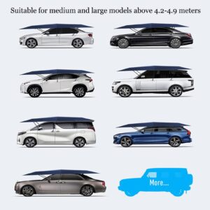 JJENXYYDS Universal Car Tent,Fully-Automatic Summer Car Umbrella Cover,Outdoor Tent Movable Carport Canopy with Remote Control,for Outdoor Camping Tent,navyblue-4.5 * 2.3m